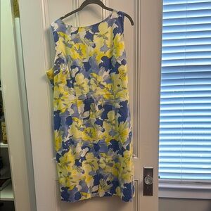 Floral Sleeveless Dress - Blue and Yellow